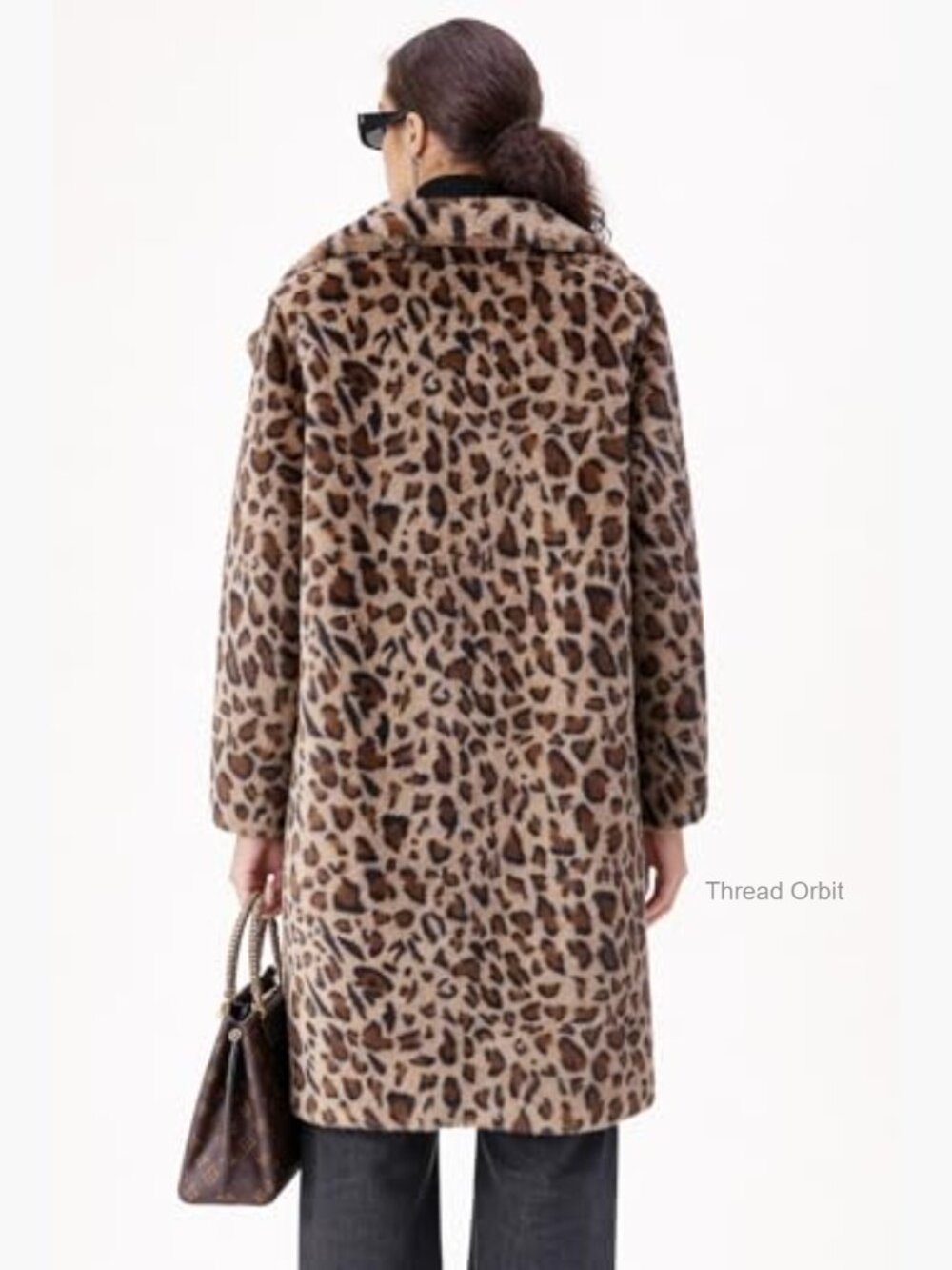 Faux Fur Open Front Coat Long Sleeve Loose Fit Jacket - Picture 4 of 7